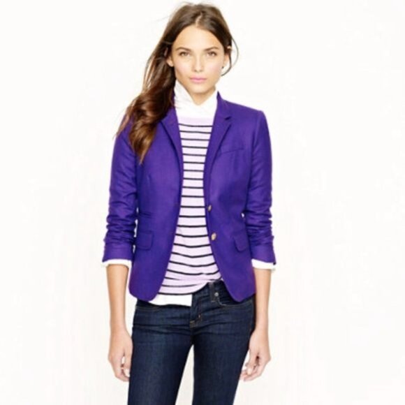 J.Crew Womens Schoolboy Career Blazer Size 0 Purple Wool - Picture 1 of 10